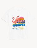 Pure Cotton Sequin Flamingo T-Shirt