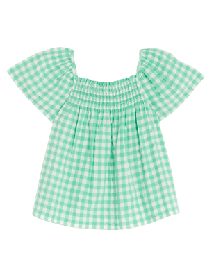 

Girls M&S Collection Cotton Rich Checked Blouse (6-16 Yrs) - Green Mix, Green Mix