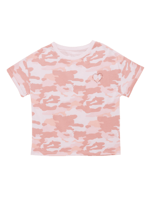 M&S Girls Pure Cotton Camouflage T-shirt (6-16 Yrs)