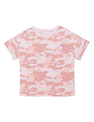 M&S Girls Pure Cotton Camouflage T-shirt (6-16 Yrs)