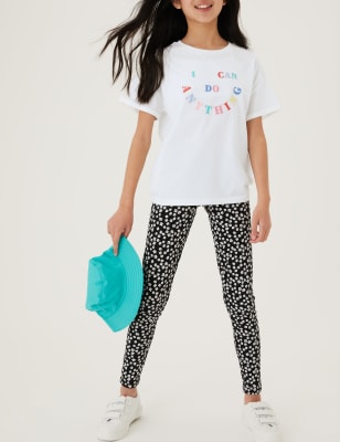 

M&S Collection T-Shirt aus reiner Baumwolle mit Schriftzug „Smile“ (6-16 Jahre) - White Mix, White Mix