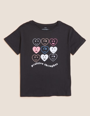 

Girls M&S Collection Pure Cotton Smiley T-shirt (6-16 Yrs) - Charcoal, Charcoal