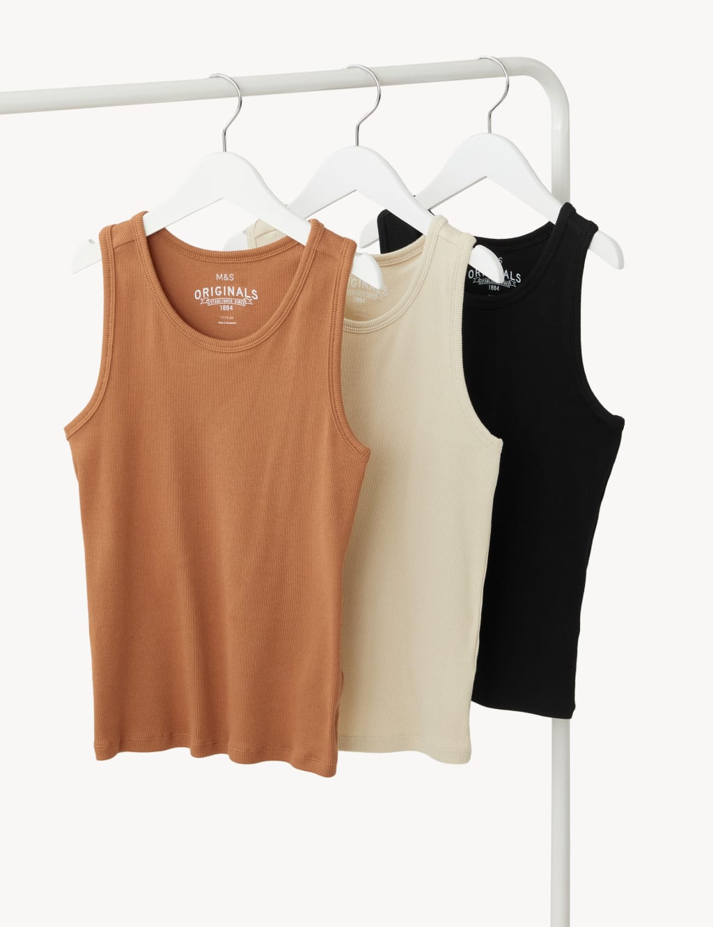 3pk Cotton Rich Ribbed Vests (6-16 Yrs) image 1