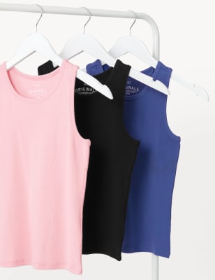 

M&S Collection Pack de 3 camisetas de algodón acanaladas (6-16 años) - Multi, Multi
