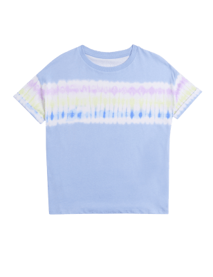 

Girls M&S Collection Pure Cotton Tie Dye T-Shirt (6-16 Yrs) - Blue Mix, Blue Mix