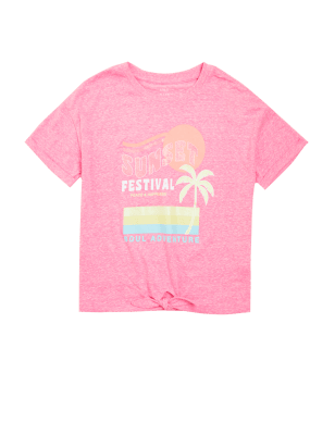 

M&S Collection Camiseta con algodón con gráfico de festival (6-16 años) - Pink, Pink