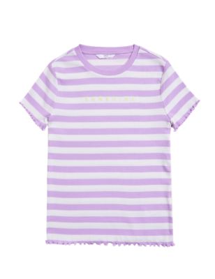 

Girls M&S Collection Pure Cotton Sunshine Slogan Striped T-Shirt (6-16 Yrs) - Lilac, Lilac
