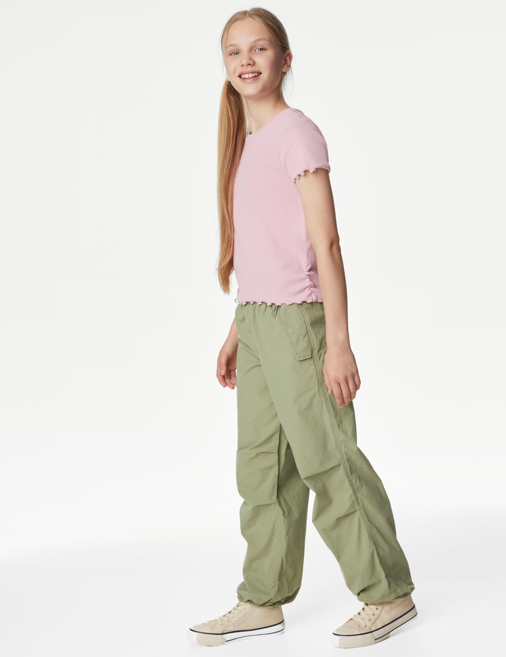 Cotton Rich Ruched T-Shirt (6-16 Yrs) image 1
