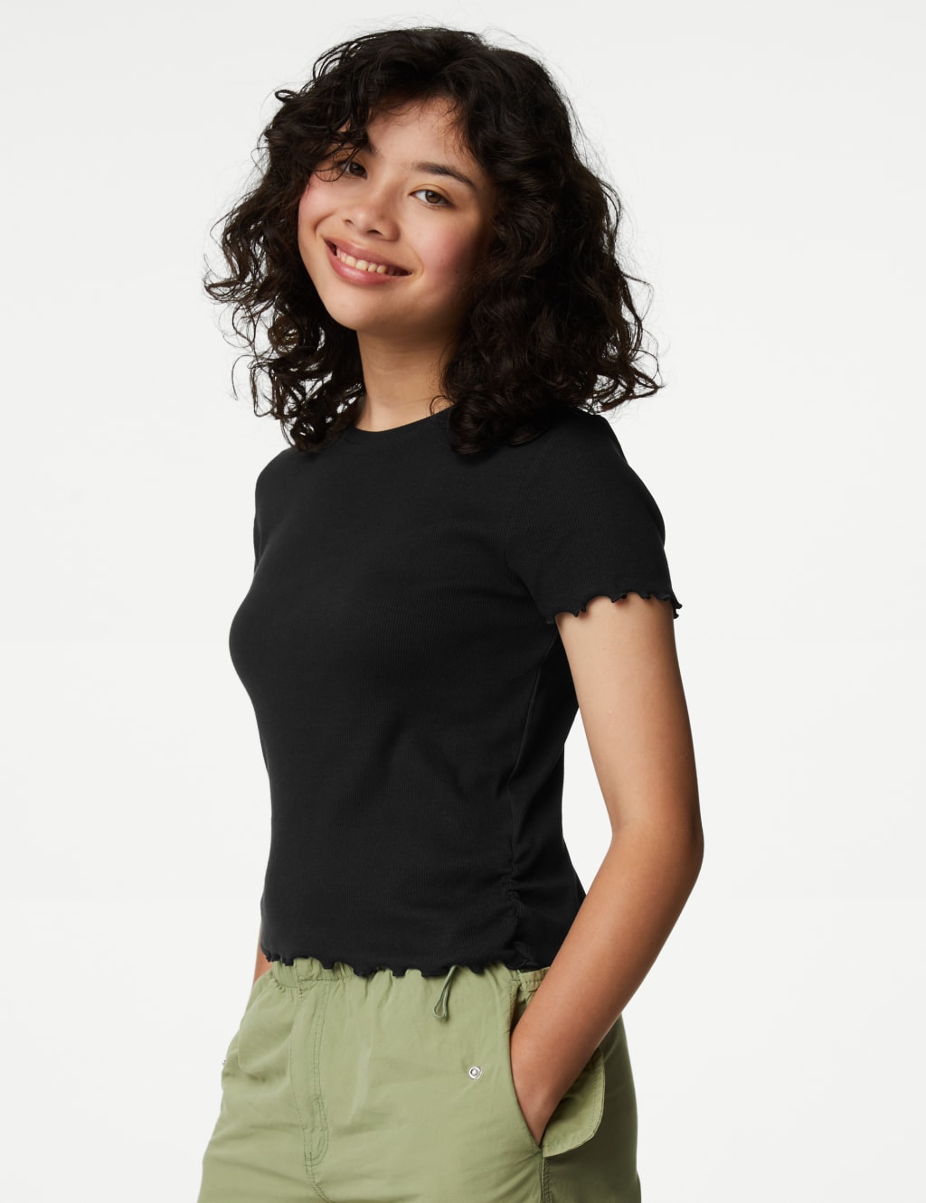 Cotton Rich Ruched T-Shirt (6-16 Yrs) image 1