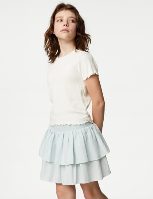 

Girls M&S Collection Cotton Rich Ruched T-Shirt (6-16 Yrs) - Ivory Mix, Ivory Mix