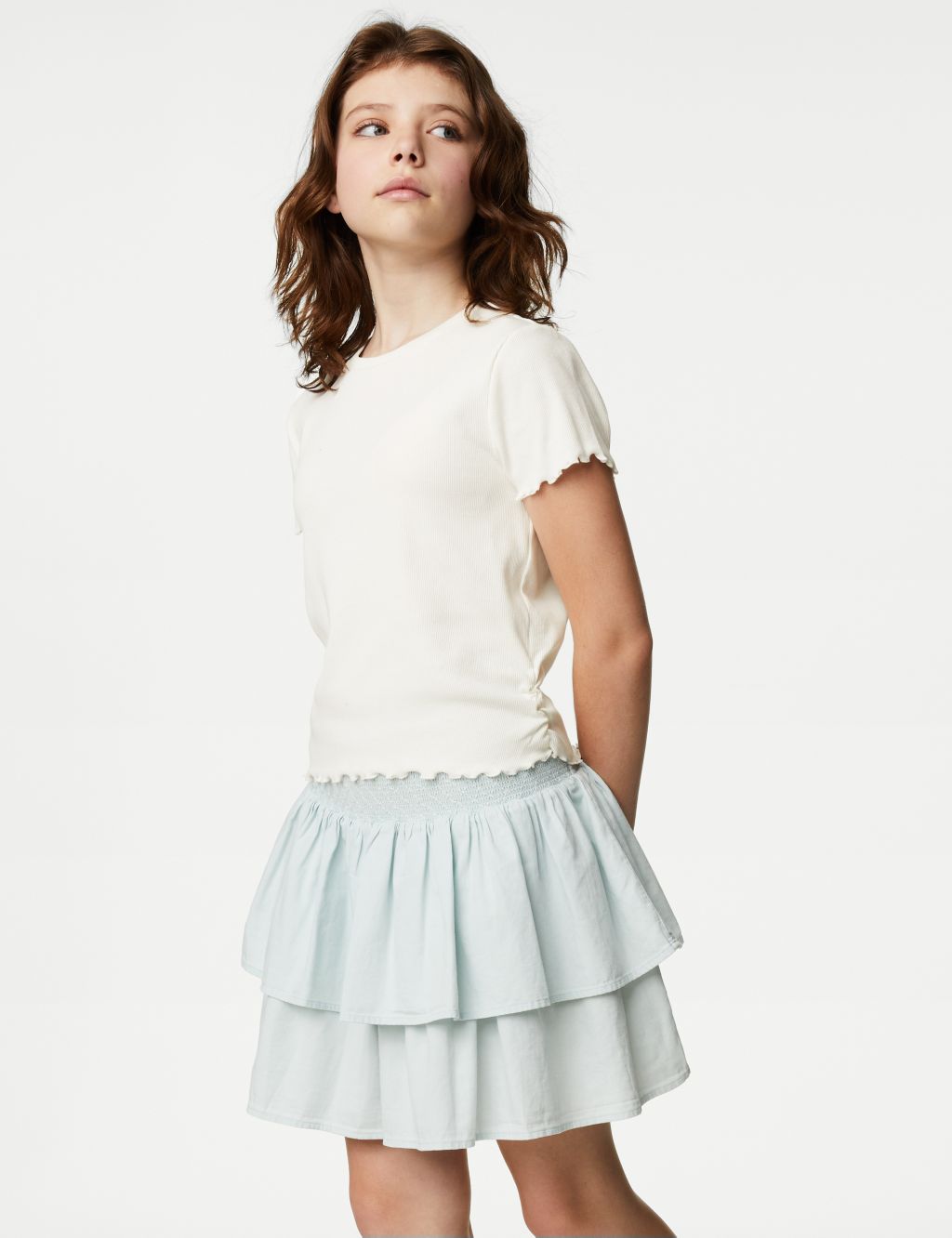 Cotton Rich Ruched T-Shirt (6-16 Yrs) image 1
