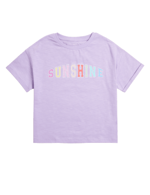 

M&S Collection Camiseta 100% algodón con texto 'Sunshine' (6-16 años) - Lilac, Lilac