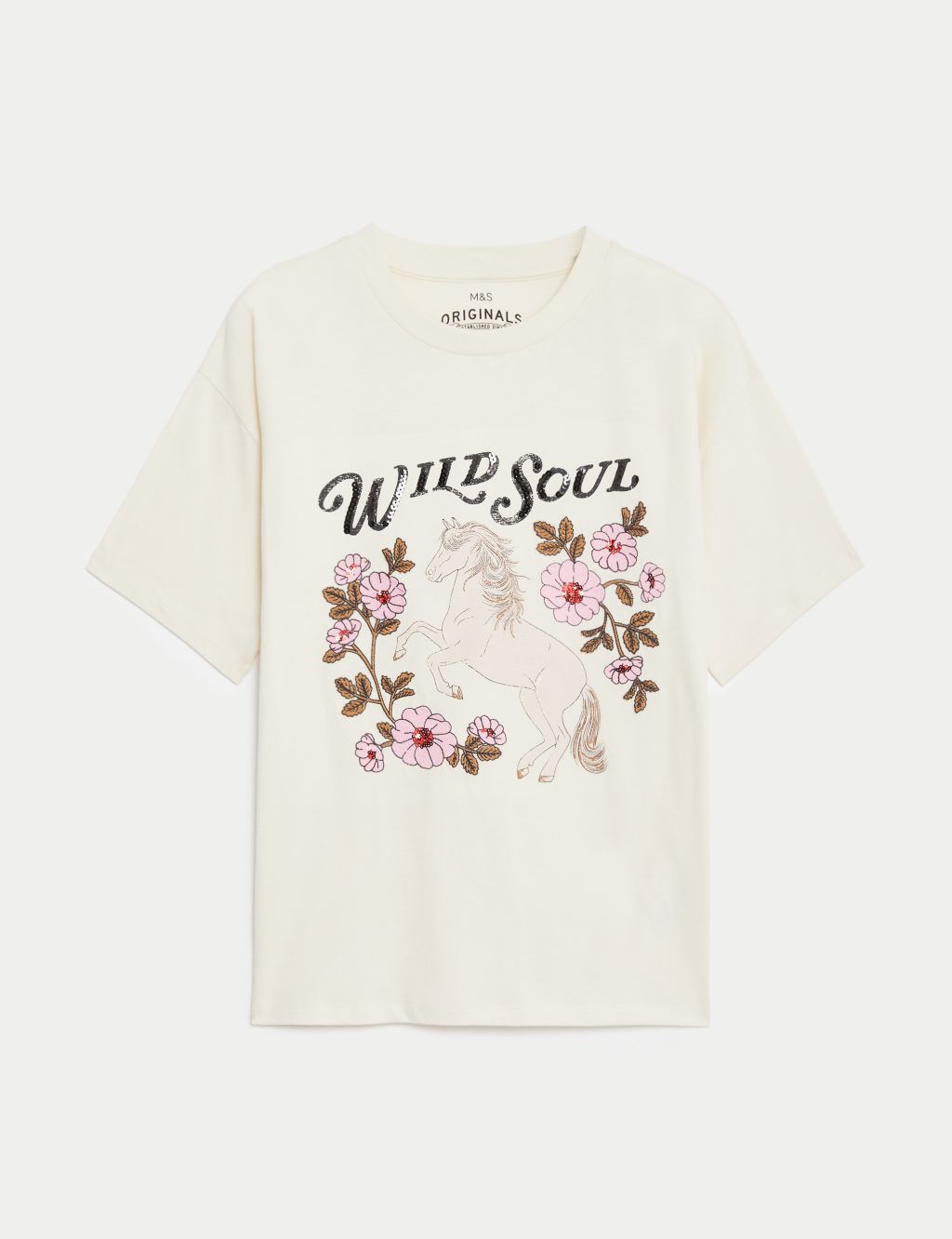 Pure Cotton Sequin Slogan T-Shirt (6-16 Yrs) image 2
