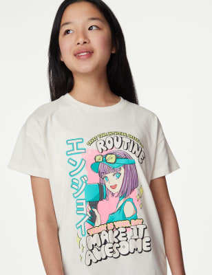 

M&S Collection Camiseta 100% algodón con gráfico Manga (6-16 años) - Ivory, Ivory