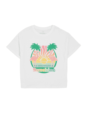 

M&S Collection Camiseta 100% algodón de flamencos (6-16 años) - White Mix, White Mix