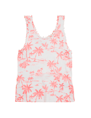 

Girls M&S Collection Cotton Rich Printed Vest (6-16 Yrs) - Coral Mix, Coral Mix