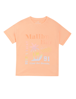 

M&S Collection Camiseta 100% algodón con texto 'Malibu Bay' (6-16 años) - Orange, Orange