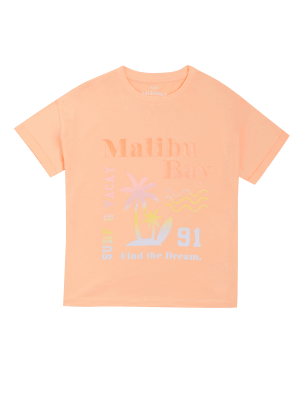 

Girls M&S Collection Pure Cotton Malibu Bay Slogan T-Shirt (6-16 Yrs) - Orange, Orange