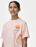 Puur katoenen T-shirt met grafisch Palm Springs-motief (6-16 jaar)