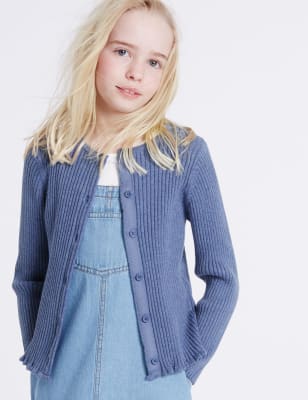 Pure Cotton Ribbed Cardigan (3-14 Years)