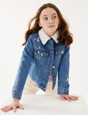 

Girls M&S Collection Denim Borg Embroidered Jacket (6-16 Yrs), Denim