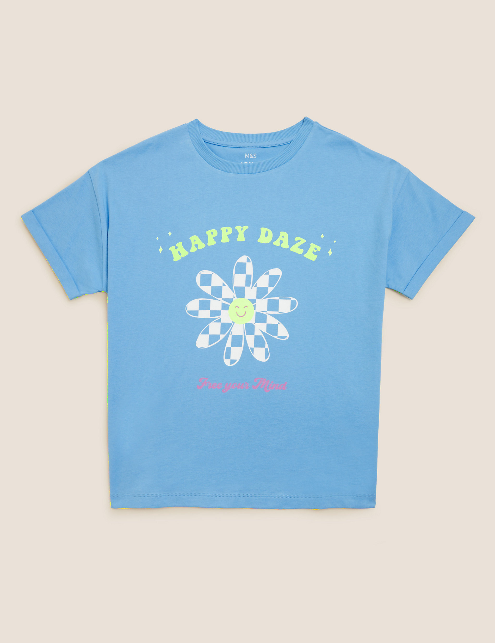 T-Shirt aus reiner Baumwolle mit Schriftzug „Happy Daze“ (6–16 J.)
