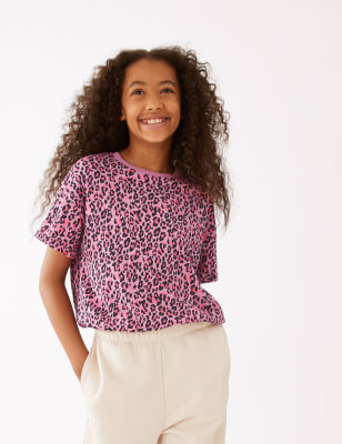 Pure Cotton Leopard Print T-Shirt (6-16 Yrs) - DK