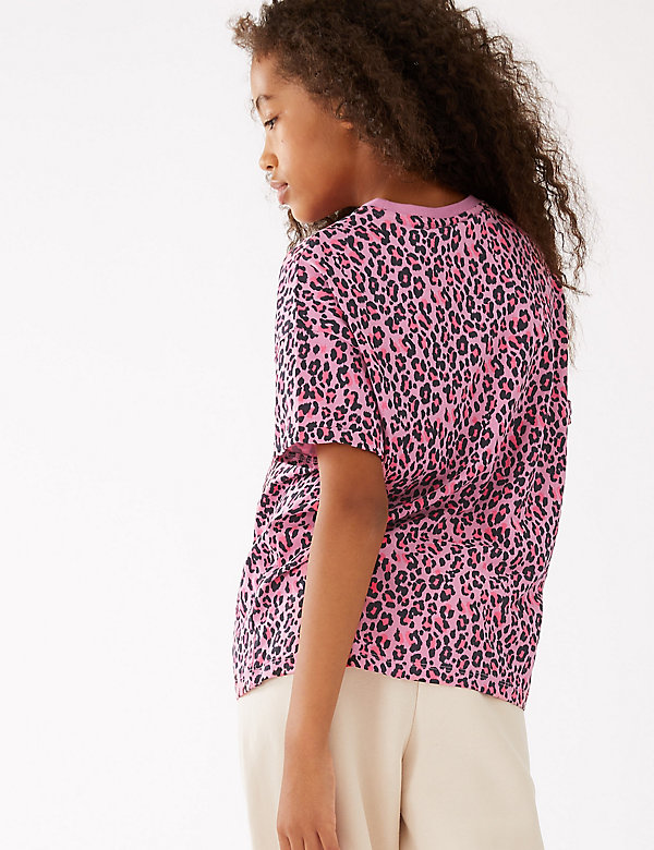 T-Shirt aus reiner Baumwolle mit Leopardenmuster (6–16 Jahre)