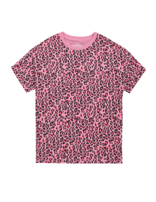 

Girls M&S Collection Pure Cotton Leopard Print T-Shirt (6-16 Yrs) - Pink, Pink