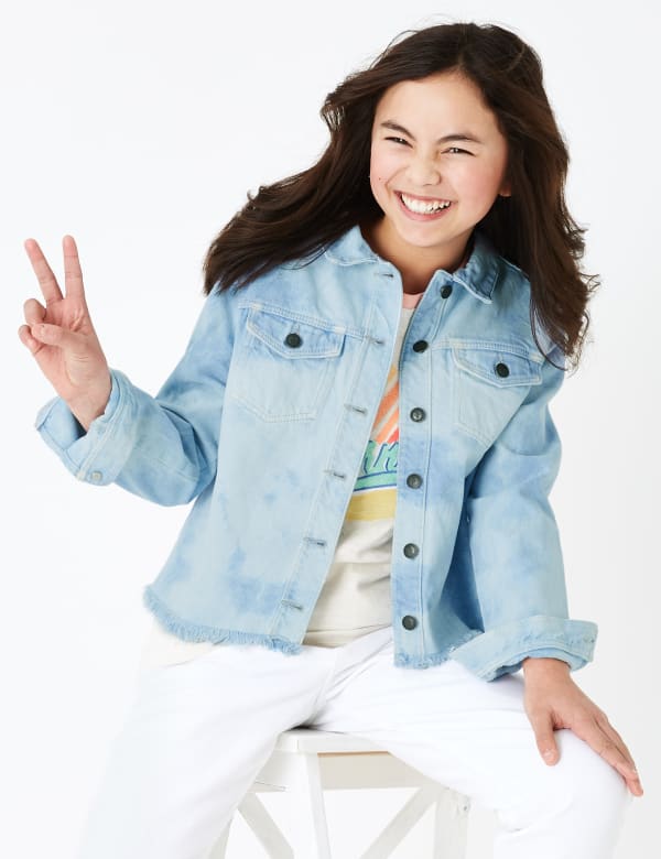 Denim Tie-Dye Cropped Jacket (6-16 Yrs)
