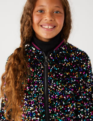 Kids sequin hot sale bomber jacket