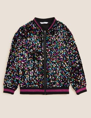 The Game Day Bombshell Jacket: Sequin Bomber Cropped Jacket