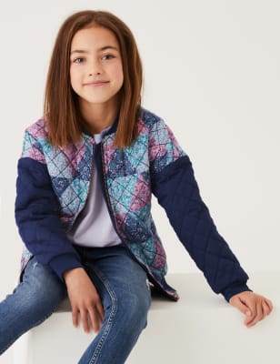 

M&S Collection Bomber 100% algodón con diseño de patchwork (6-16 años) - Navy Mix, Navy Mix