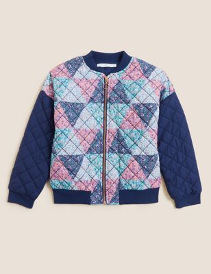 M&S Girls Pure Cotton Patchwork Bomber (6-16 Yrs)