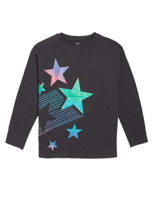 

Girls M&S Collection Pure Cotton Glitter Star Top (6-16 Yrs) - Charcoal, Charcoal