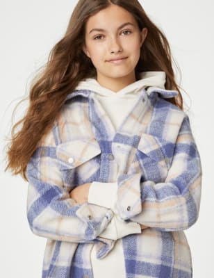 Longline Checked Shacket (6-16 Yrs)