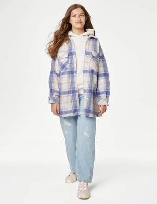 Longline Checked Shacket (6-16 Yrs)