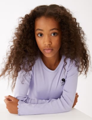 

M&S Collection Oberteil mit hohem Baumwollanteil und Schriftzug „Peace“ (6-16 J.) - Lilac, Lilac