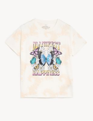 Pure Cotton Tie Dye Butterfly T-Shirt (6-16 Yrs)