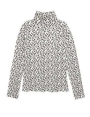 Girls M&S Collection Cotton Rich Leopard Print Top (6-16 Yrs) - Natural