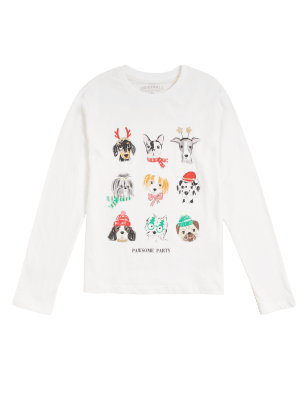 

Girls M&S Collection Pure Cotton Dog Print Top (6-16 Yrs) - White, White