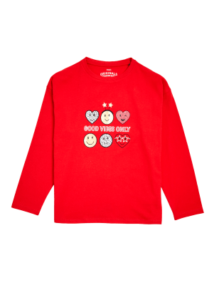 

M&S Collection Top 100% algodón con texto (6-16 años) - Red, Red