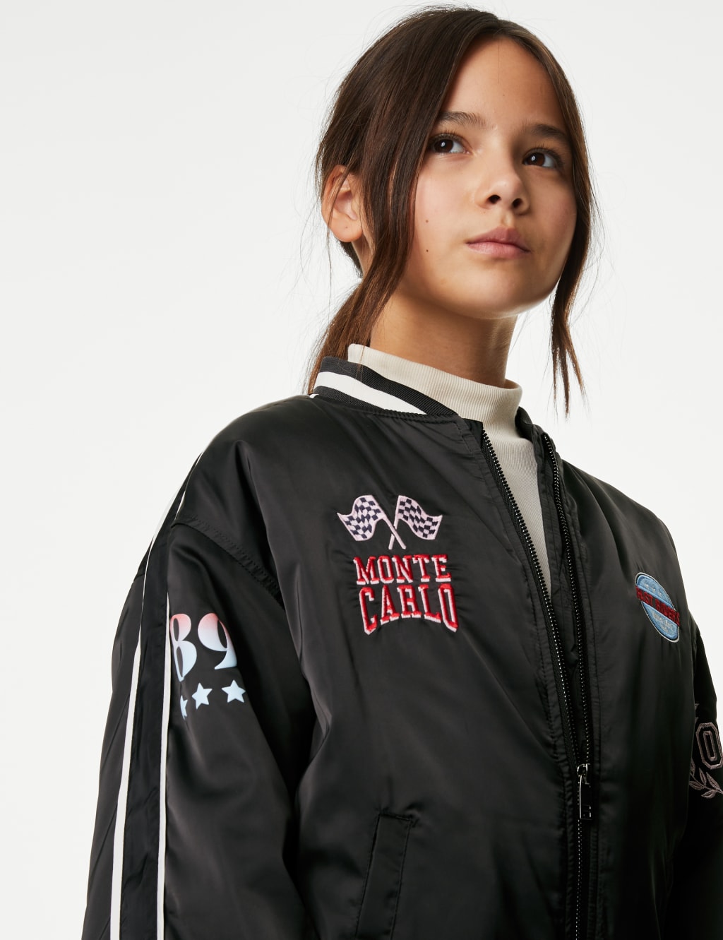 Satin Badge Bomber Jacket (6-16 Yrs) image 1