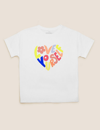 Pure Cotton Love Yourself Slogan T-Shirt (6-16 Yrs)