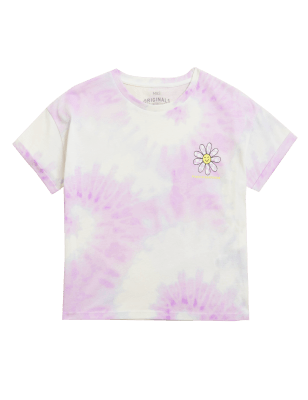 

Girls M&S Collection Pure Cotton Tie Dye Daisy Print T-Shirt (6-16 Yrs) - Lilac, Lilac