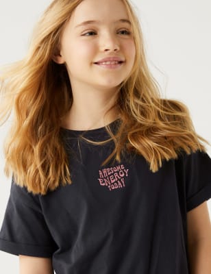 

Girls M&S Collection Pure Cotton Embroidered Slogan T-Shirt (6-16 Yrs) - Charcoal, Charcoal