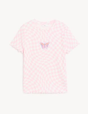 

Girls M&S Collection Cotton Rich Butterfly Checkerboard T-Shirt (6-16 Yrs) - Coral, Coral