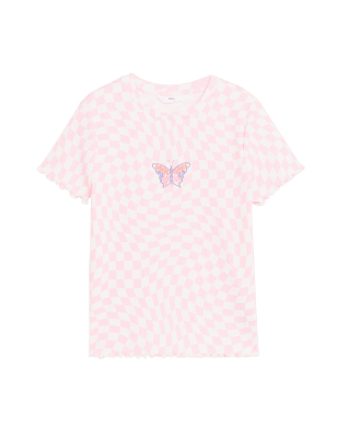 

Girls M&S Collection Cotton Rich Butterfly Checkerboard T-Shirt (6-16 Yrs) - Coral, Coral