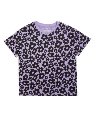 

M&S Collection Camiseta 100% algodón con estampado de margaritas (6-16 años) - Purple, Purple