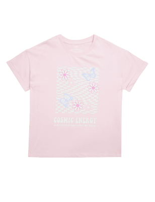 

Girls M&S Collection Pure Cotton Cosmic Energy Slogan T-Shirt (6-16 Yrs) - Pink, Pink